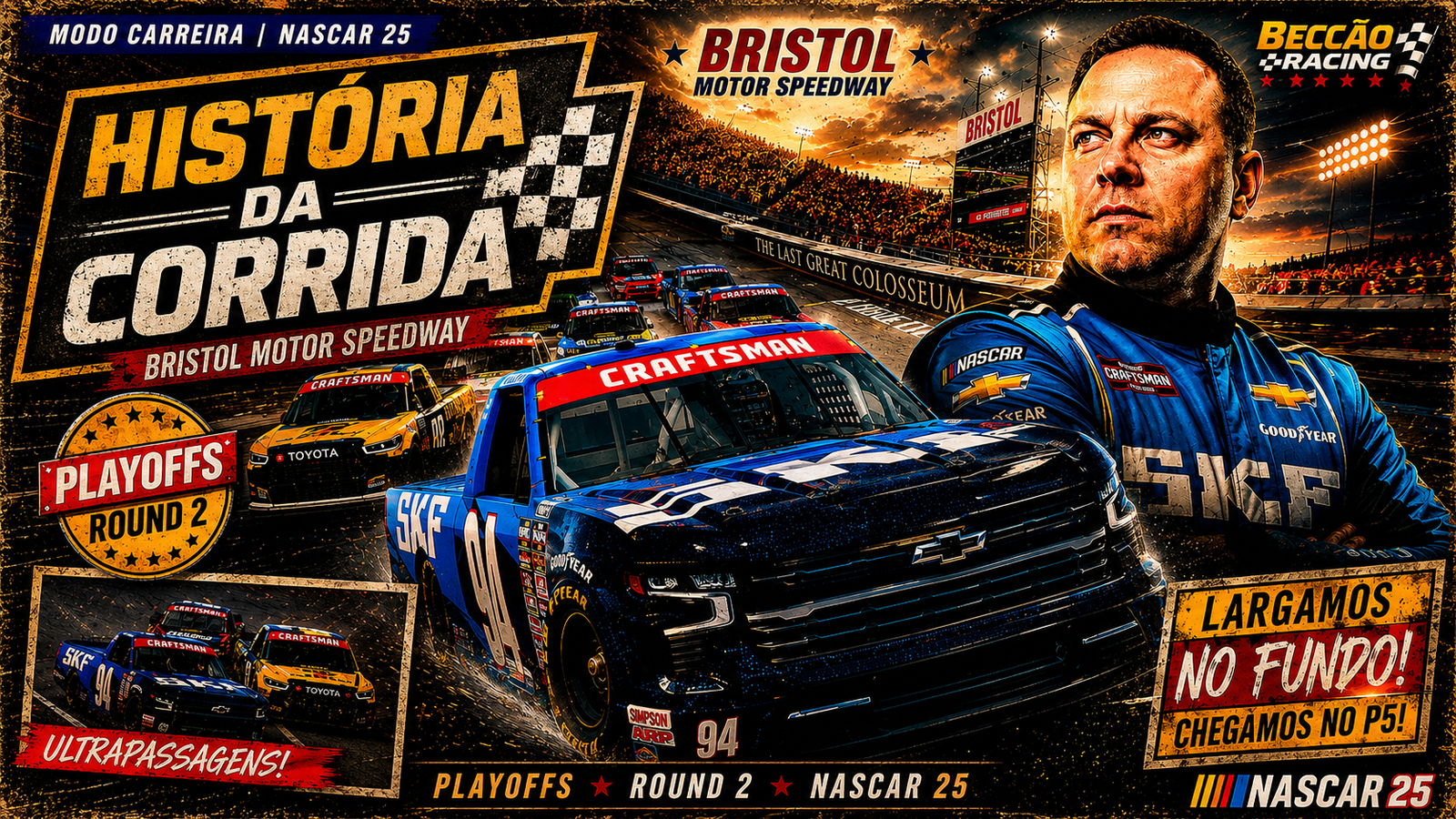 Do fundo do grid ao P5 em Bristol: sobrevivência, agressividade e uma corrida que mantém o Beccão Racing vivo nos playoffs