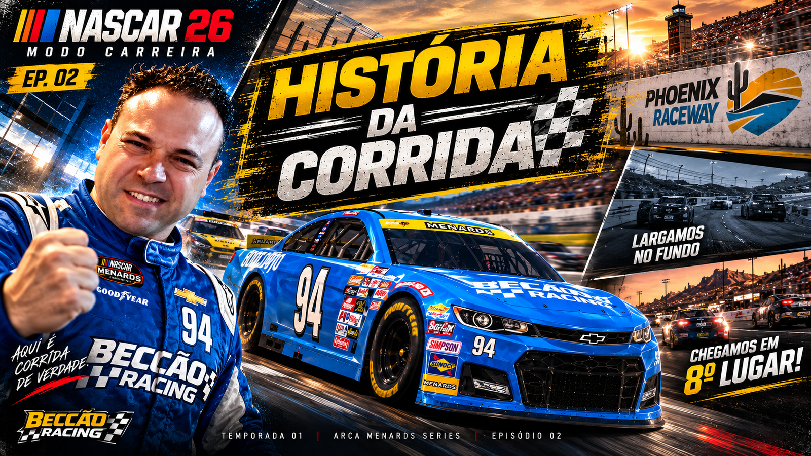 Do P15 ao P8 em Phoenix: na luta contra o carro, Beccão conquista mais um Top 10 no NASCAR 26