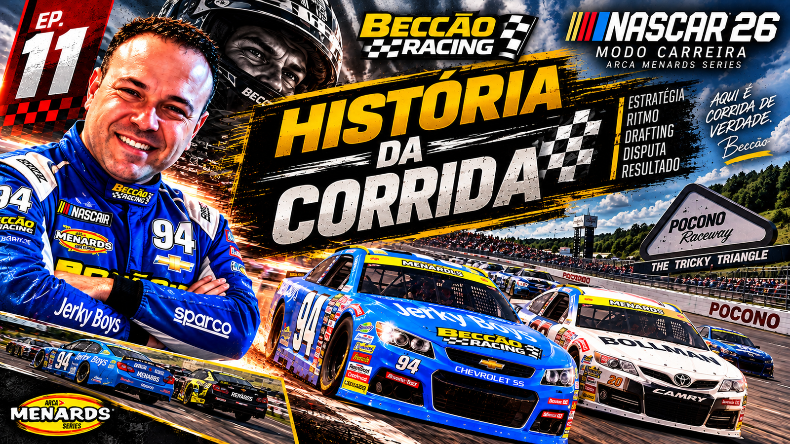 Pocono no limite: do P12 ao P2, Beccão assume a liderança do campeonato no NASCAR 26